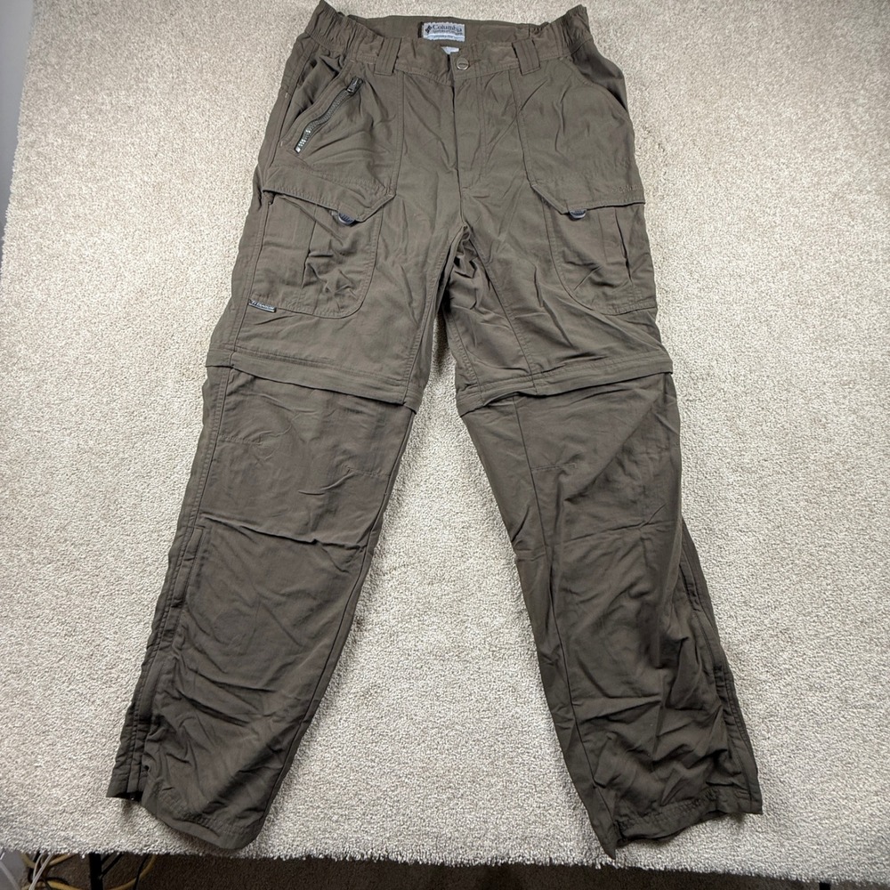 Columbia Titanium Mens Convertible Cargo Pants Brown 34x32 TM8248 Hiking Shorts